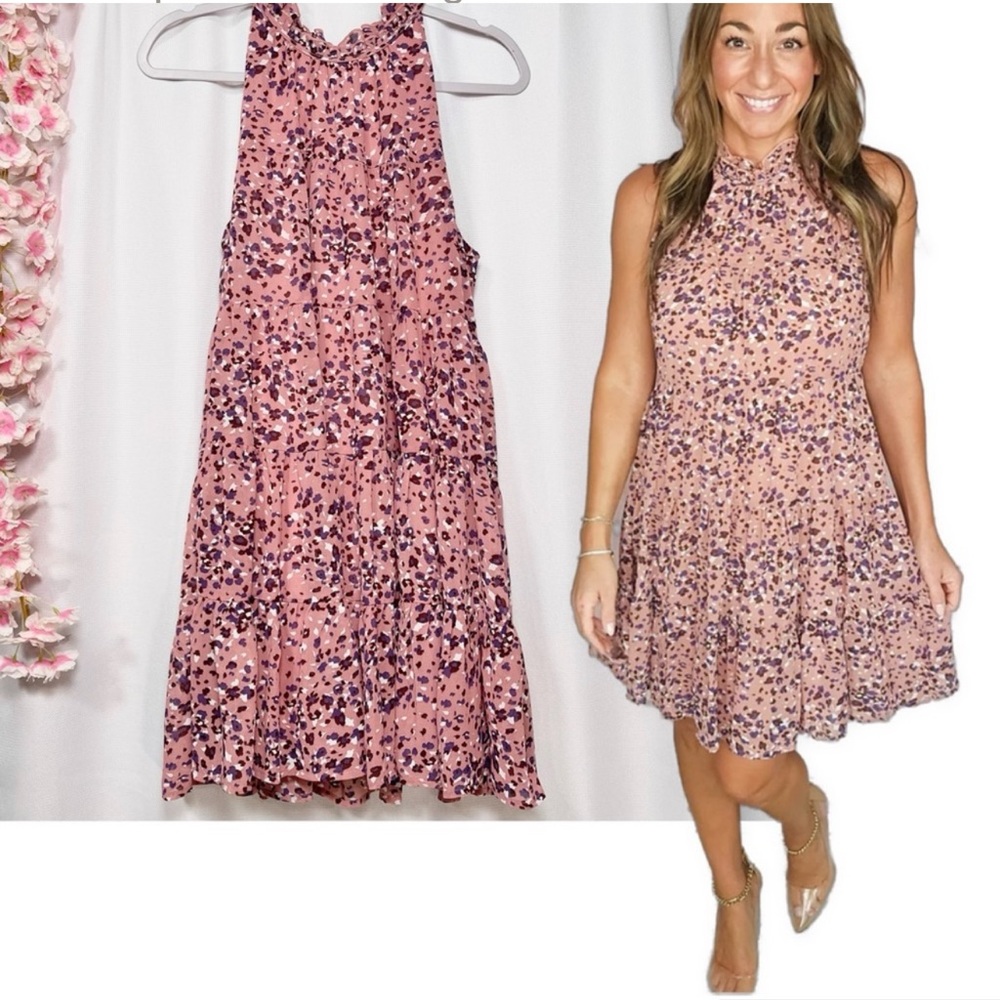 entro Pink Floral Print Midi Dress